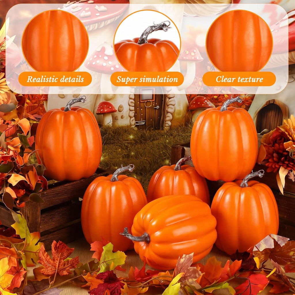 6 Pcs Large Pumpkins for Outdoor Porch 7.48'' Fall Decor