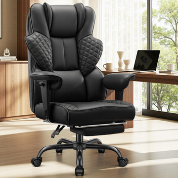 Big and Tall Office Chair 500lbs - Ergonomic Desk Chair with Footrest, Scratch-Resistant PU Leather Computer Chair