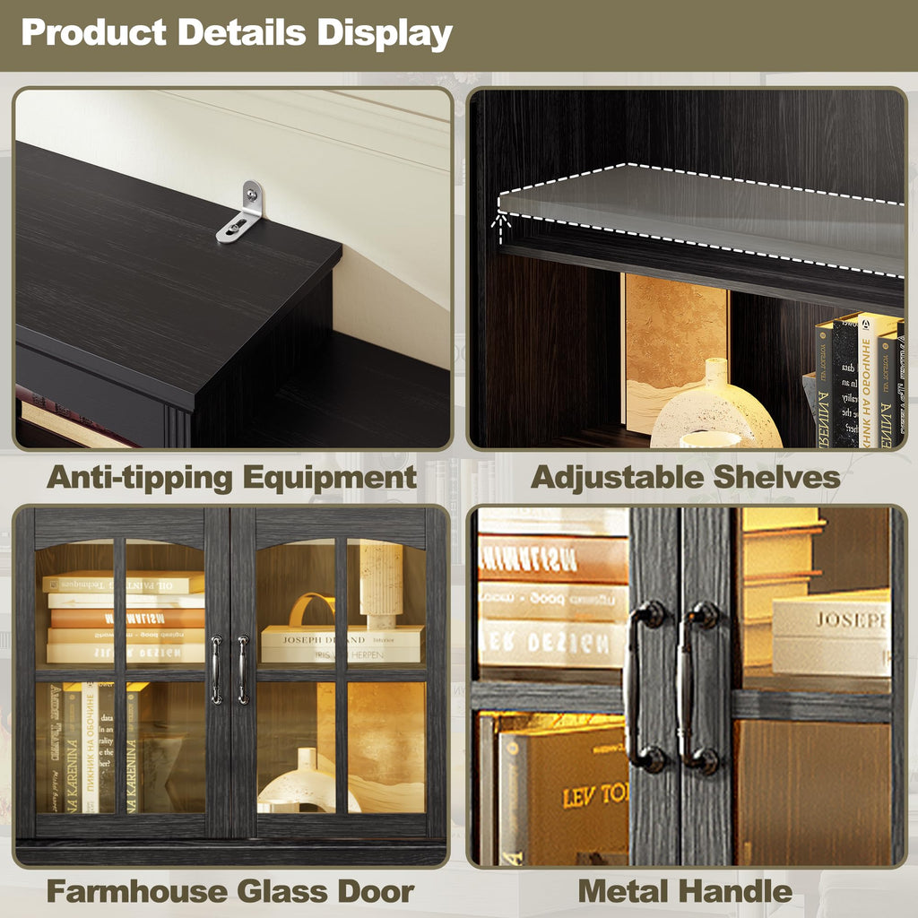 98" Wall Unit TV Stand with 36" Electric Fireplace, Black