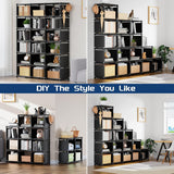 Bookcase, 18-Cube Extra Large Book Shelf, DIY Cube Storage Organizer - Black