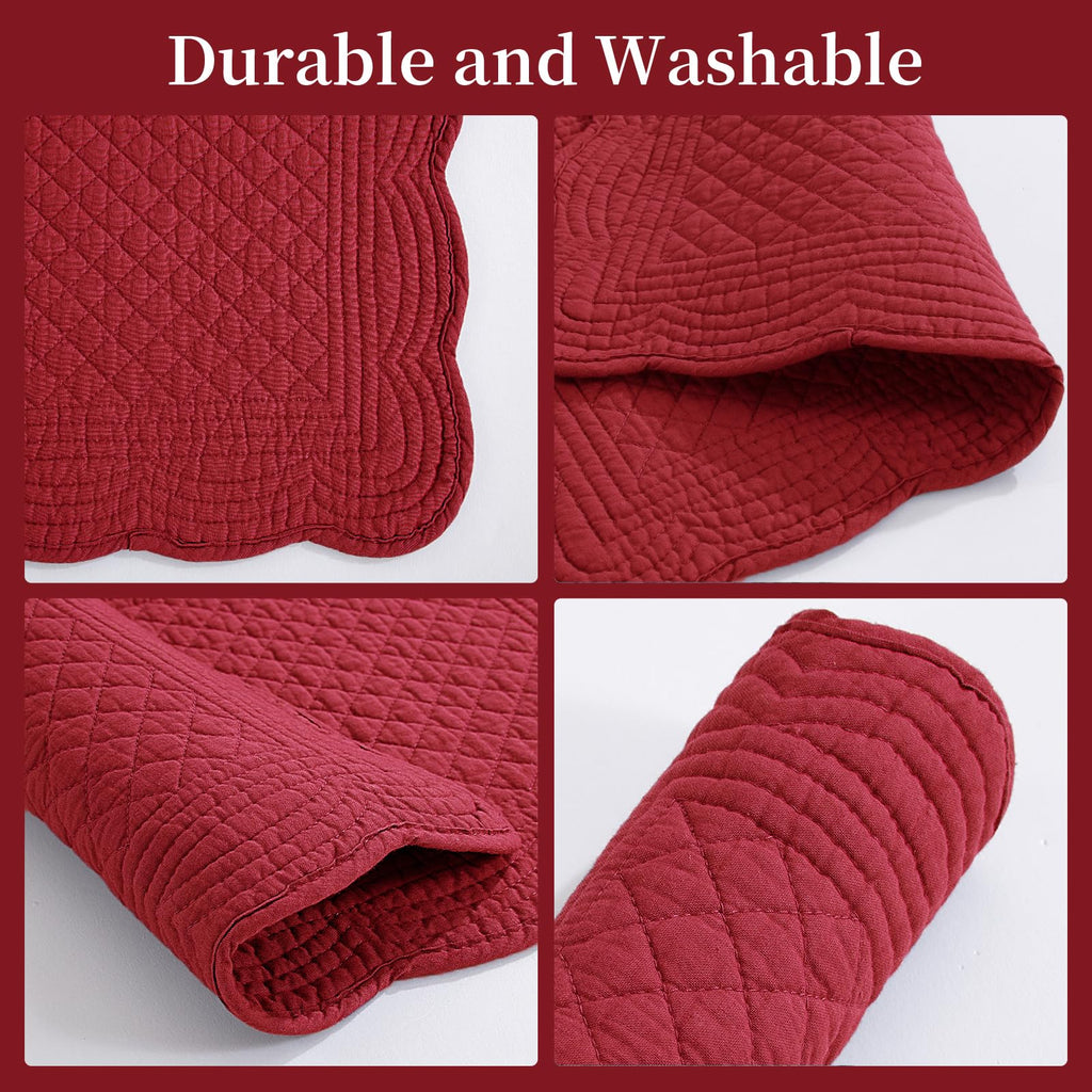 100% Cotton Quilted Placemats Set of 6,Washable Cloth Table Placemats & Dining Table