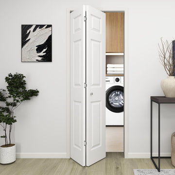 30 in.x 80 in. Bifold Door, 6 Panel Primed Bifold Closet Door