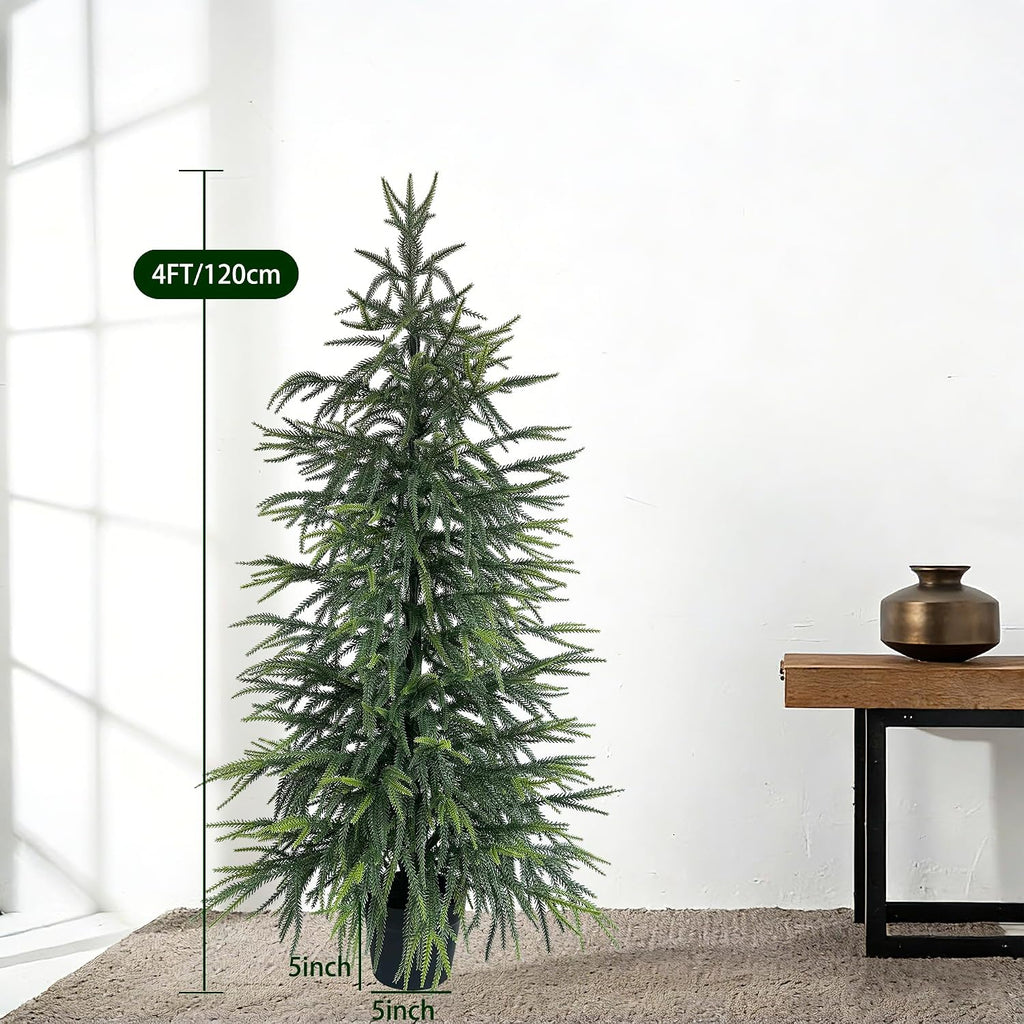 4FT Norfolk Pine Christmas Tree (2 Pack) - Real Touch Realistic Faux Potted Tree, Soft Needle Artificial Winter