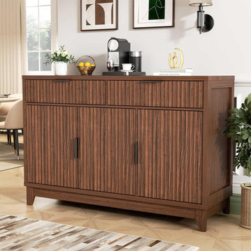 47.2" Modern Fluted Sideboard Buffet Cabinet with Storage, Walnut