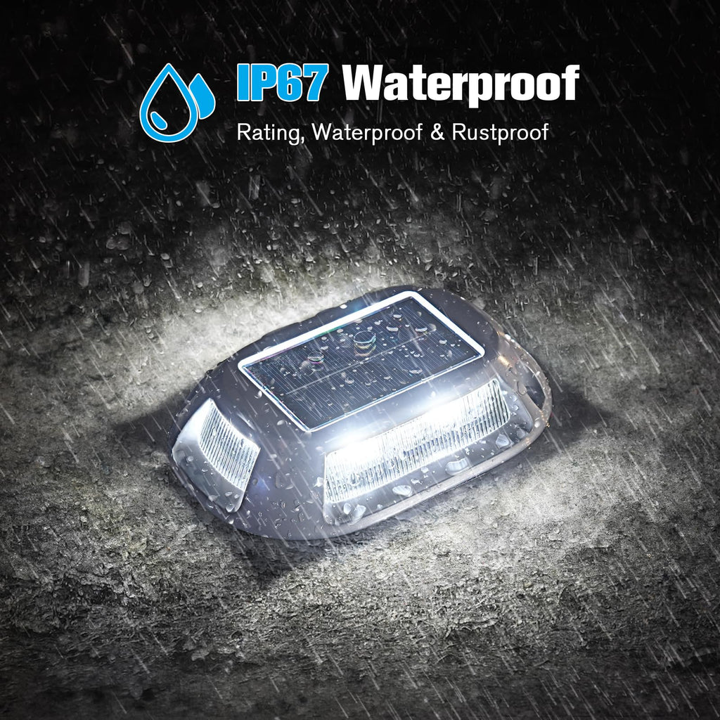 Solar Driveway Lights Dock Deck Lights 12 Pack,9 Colors in 1 Led IP67 Waterproof Outdoor Warning Step Lights