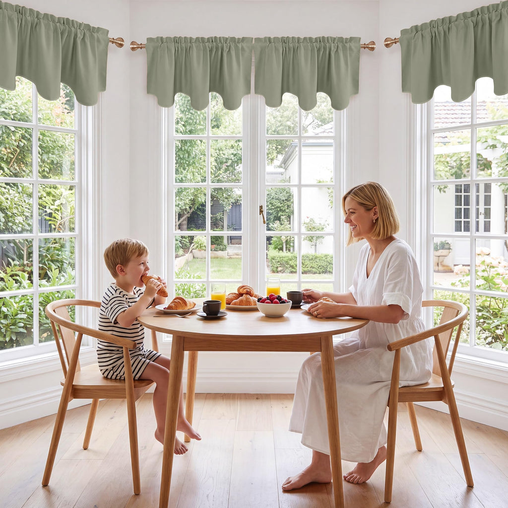 Blackout Valances for Sage Green Kitchen Window Valance Curtains