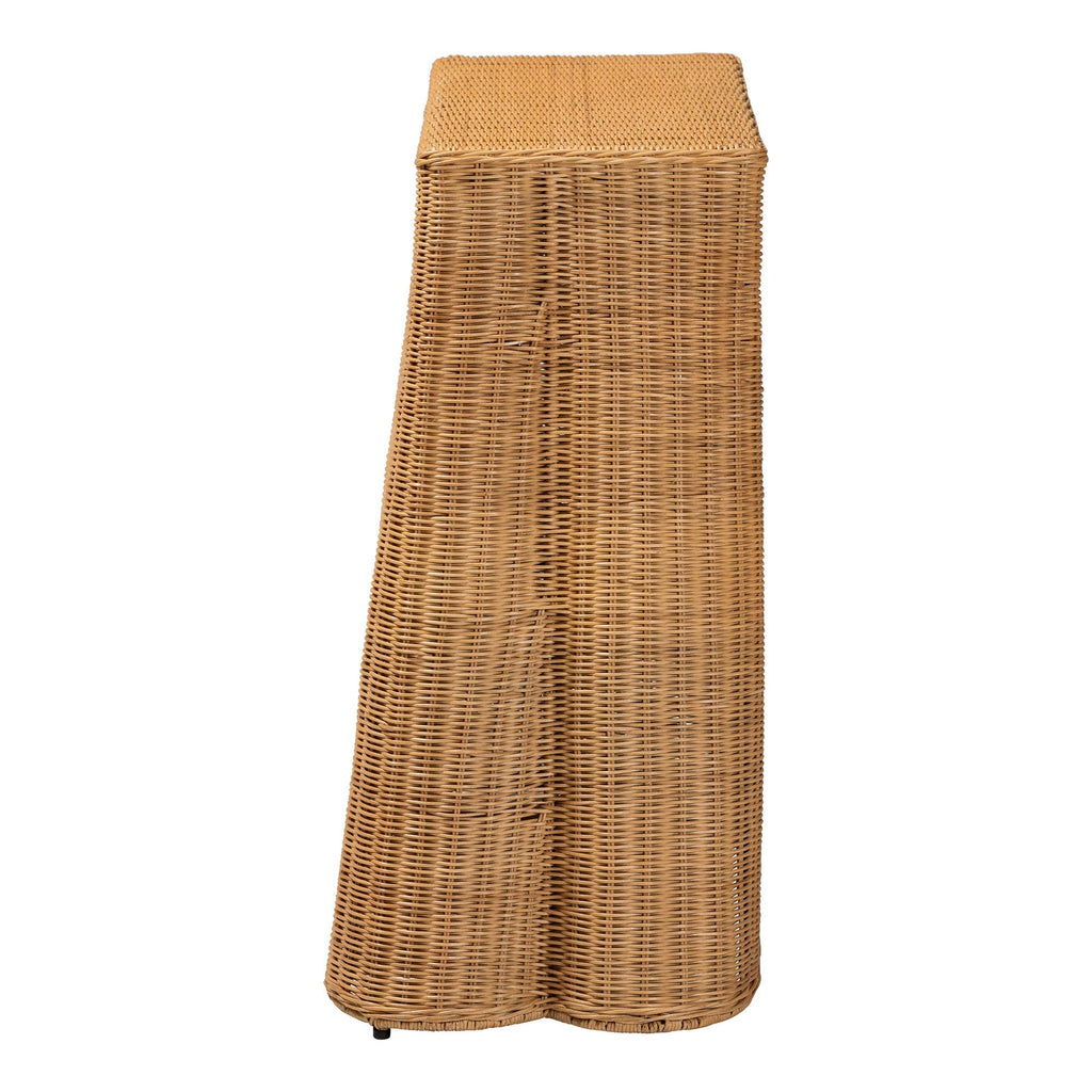 Palm Scallop Natural Rattan Console Table - Handwoven Wicker Accent Table, Coastal & Boho Décor, 36-inch Wide