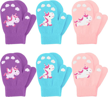 6 Pairs Toddler Magic Mittens, Kids Winter Gloves for 1-3 Years Boys Girls