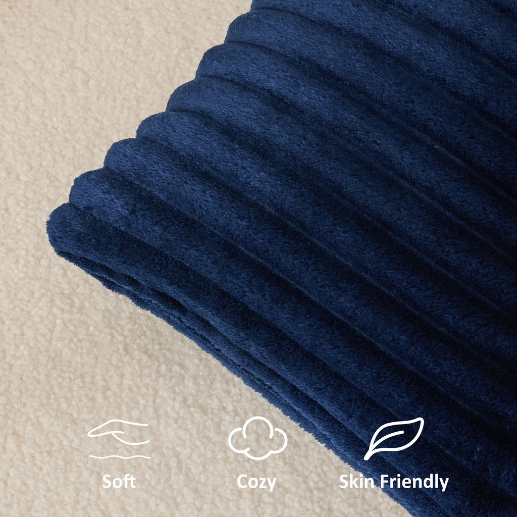 Soft Plush 14x36 Inch Long Lumbar Pillow Cover 1 Pack, Luxury Fluffy Faux Fur Striped Flannel Rectangle Body Cushion