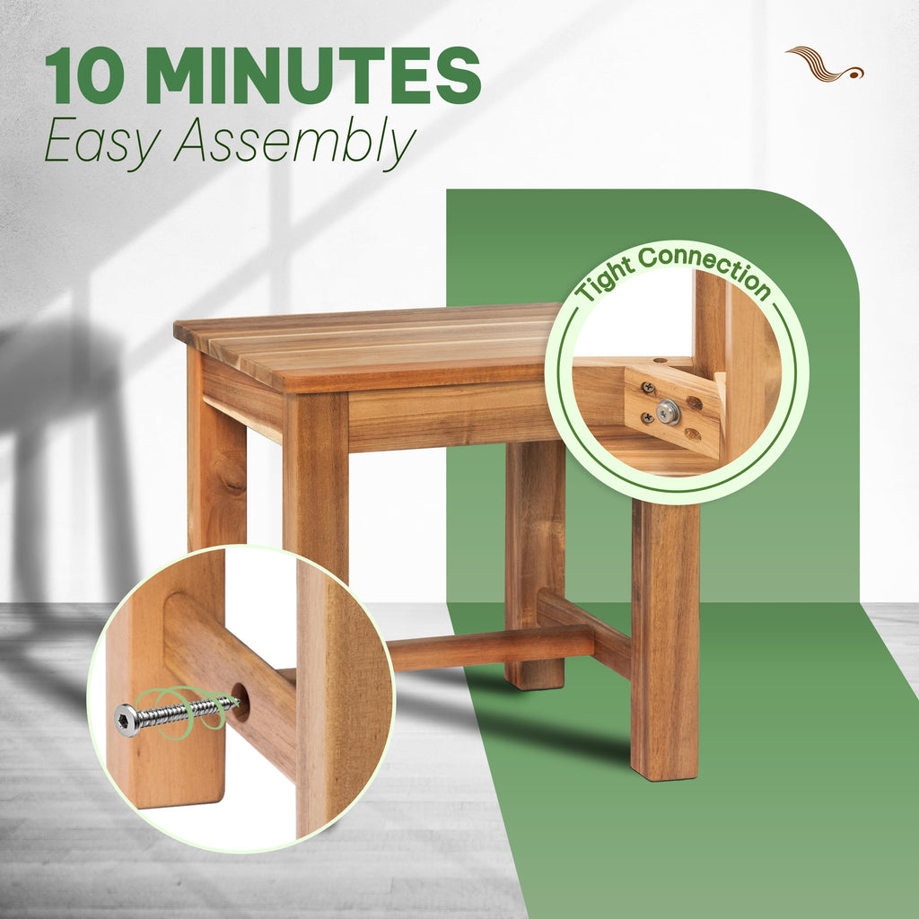 12" Wooden Step Stool, Small Wood Stool - White Oak