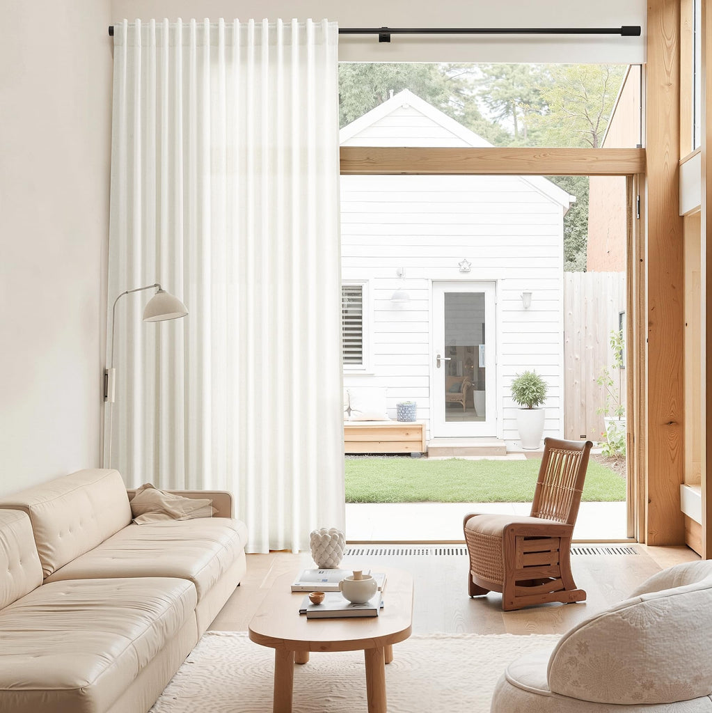 Extra Wide Linen Curtain 102 Inches Long Natural