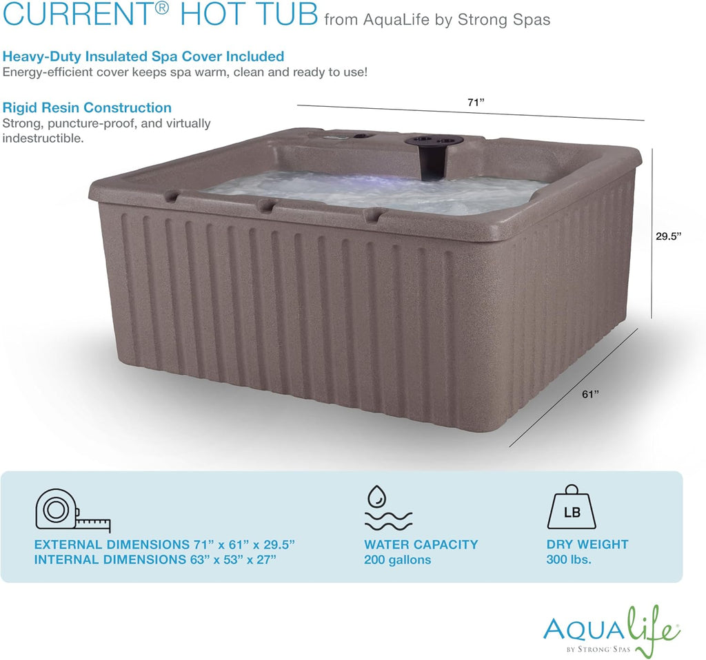 Current Outdoor Hot Tub, Free Extras, Fits 4-Adults, Plug and Play Spa, Free Cover Included