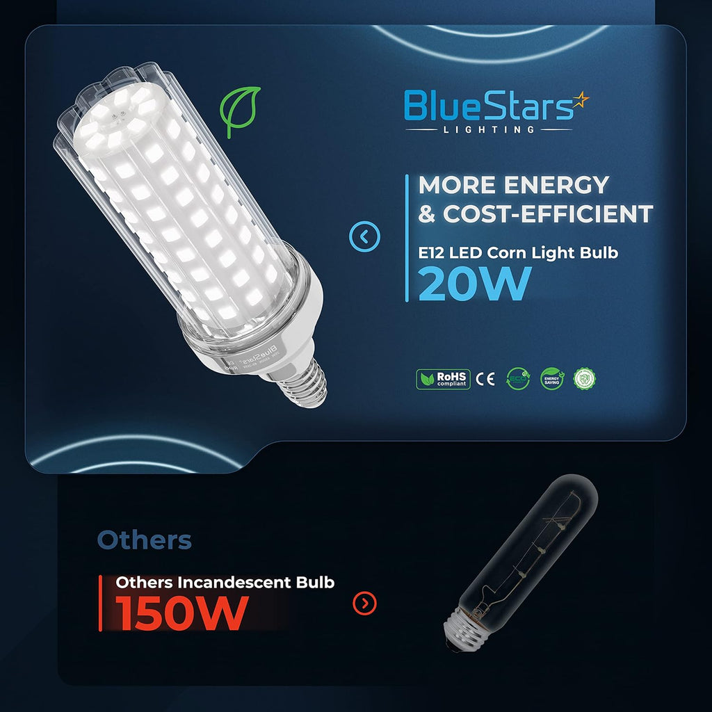 20W LED Corn Light Bulb 4.5in E12 Candelabra Base 150W Equivalent