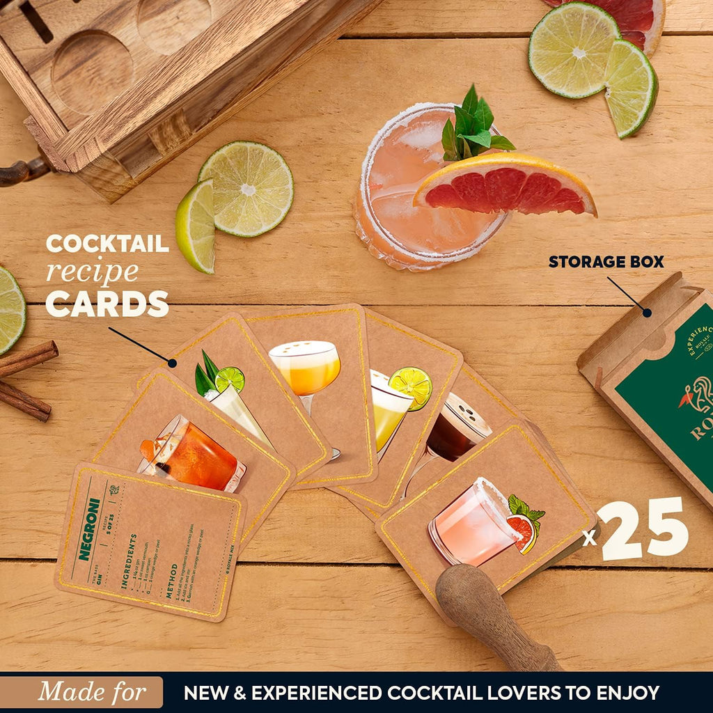 Mixology Bartender Kit with Stand - Bar Set with 25 Cocktail Kit Cards - Bar Kit Drink Mixer Set with Bar Tools - Set of 12
