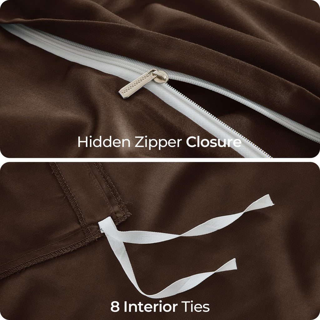 Duvet Cover Full Set, 100% Viscose Made from Bamboo, Brown