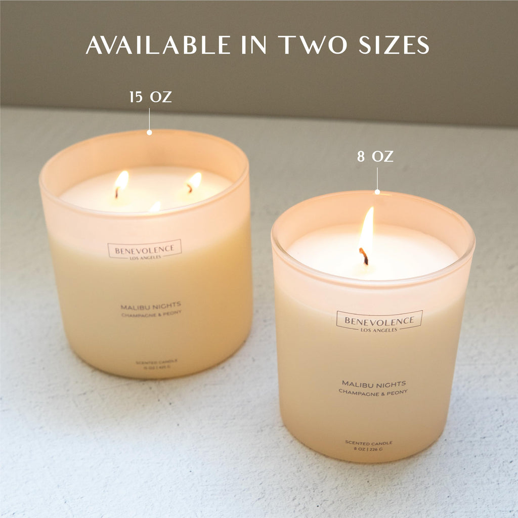 Champagne & Peony - Large 3-Wick Scented Candle | 15oz, 50-Hour Burn | Natural Soy Wax, Cotton Wicks | Gift Ideas for