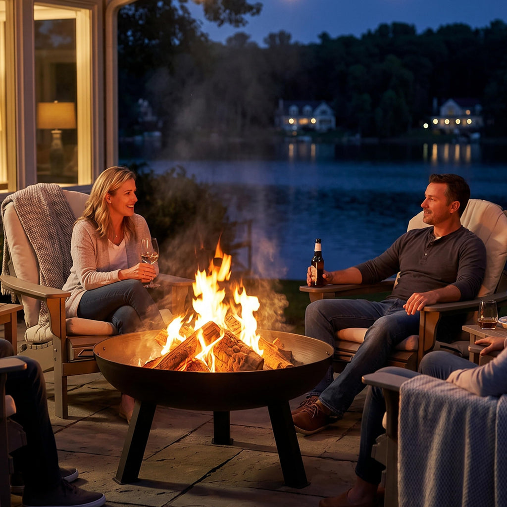 30" Heavy-Duty Cast Iron Fire Pit Bowl for Outside, Wood-Burning
