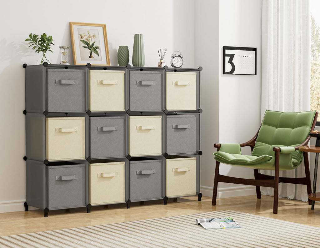 Closet Organizers and Storage, 12 Cube Storage Organizer, Grey