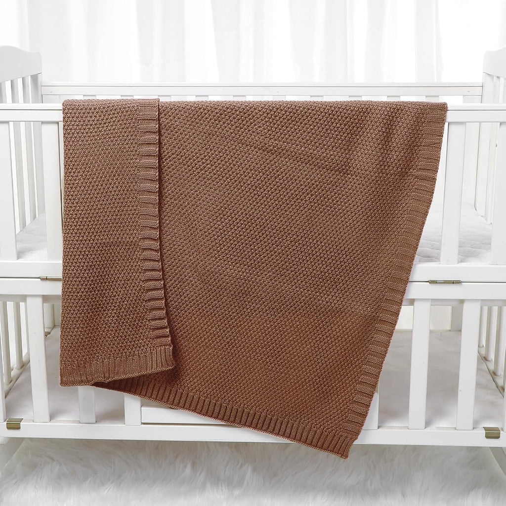 Baby Blanket Knit Toddler Blankets for Boys and Girls Beige 40 x30 Inch
