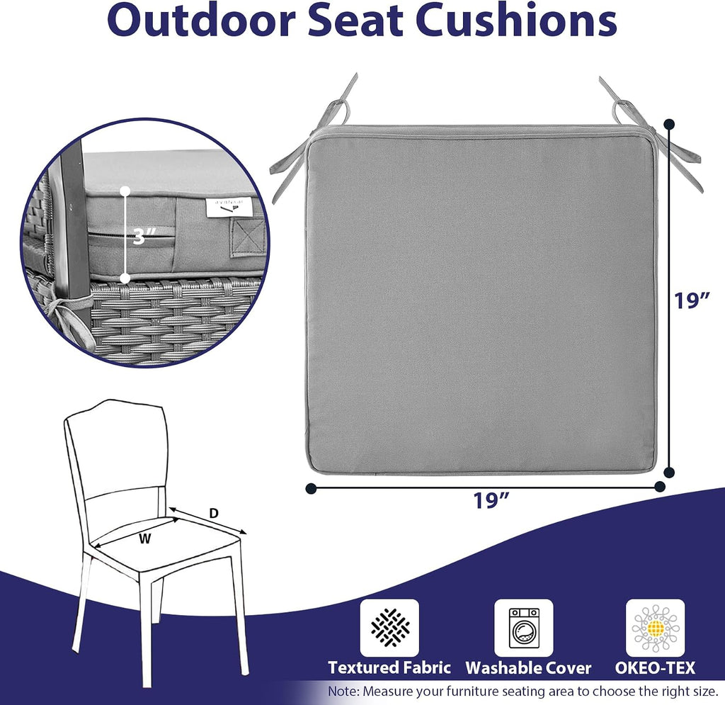 Outdoor Chair Cushions Set of 4 -Waterproof Outdoor Seat Cushions Furniture, Patio Chair Cushion with Handle and
