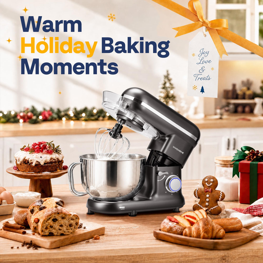 Stand Mixer, 6-Quart Tilt-Head Kitchen Mixer with Bowl, Gray