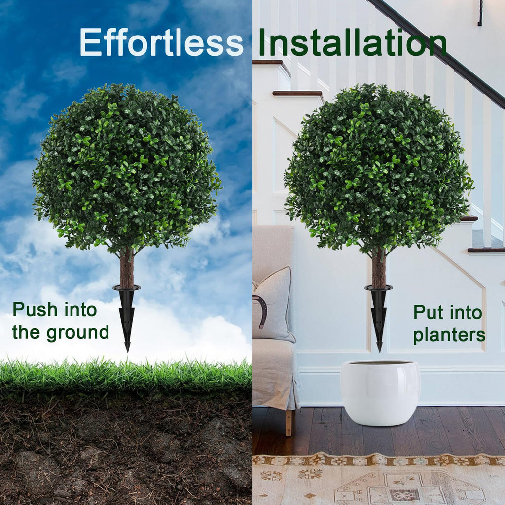 2 Pack UV Resistant Artificial Boxwood Plants Outdoor Topiary
