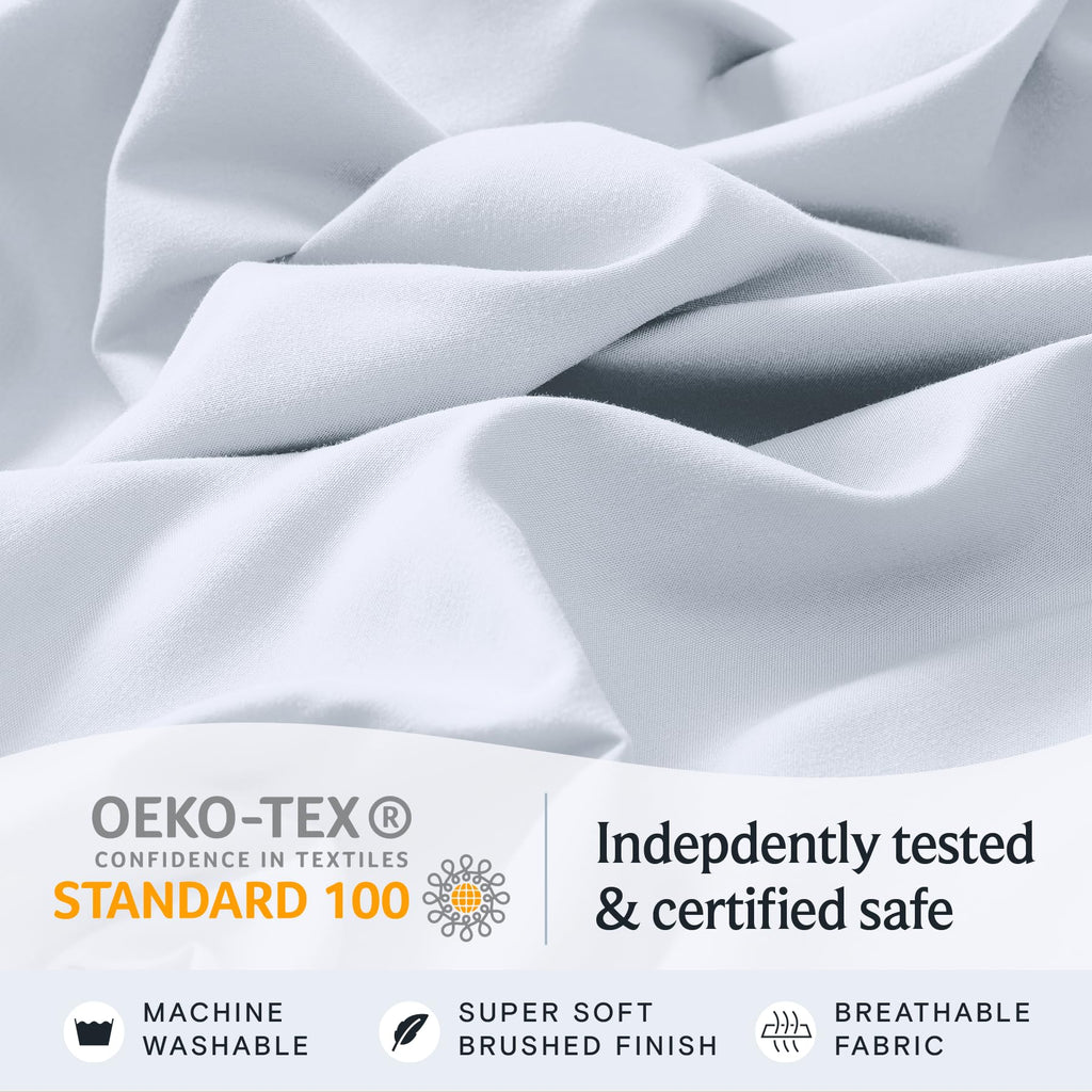 Queen Size Sheet Set, Cooling & Soft Deep Pocket Bed Sheets, 4PC