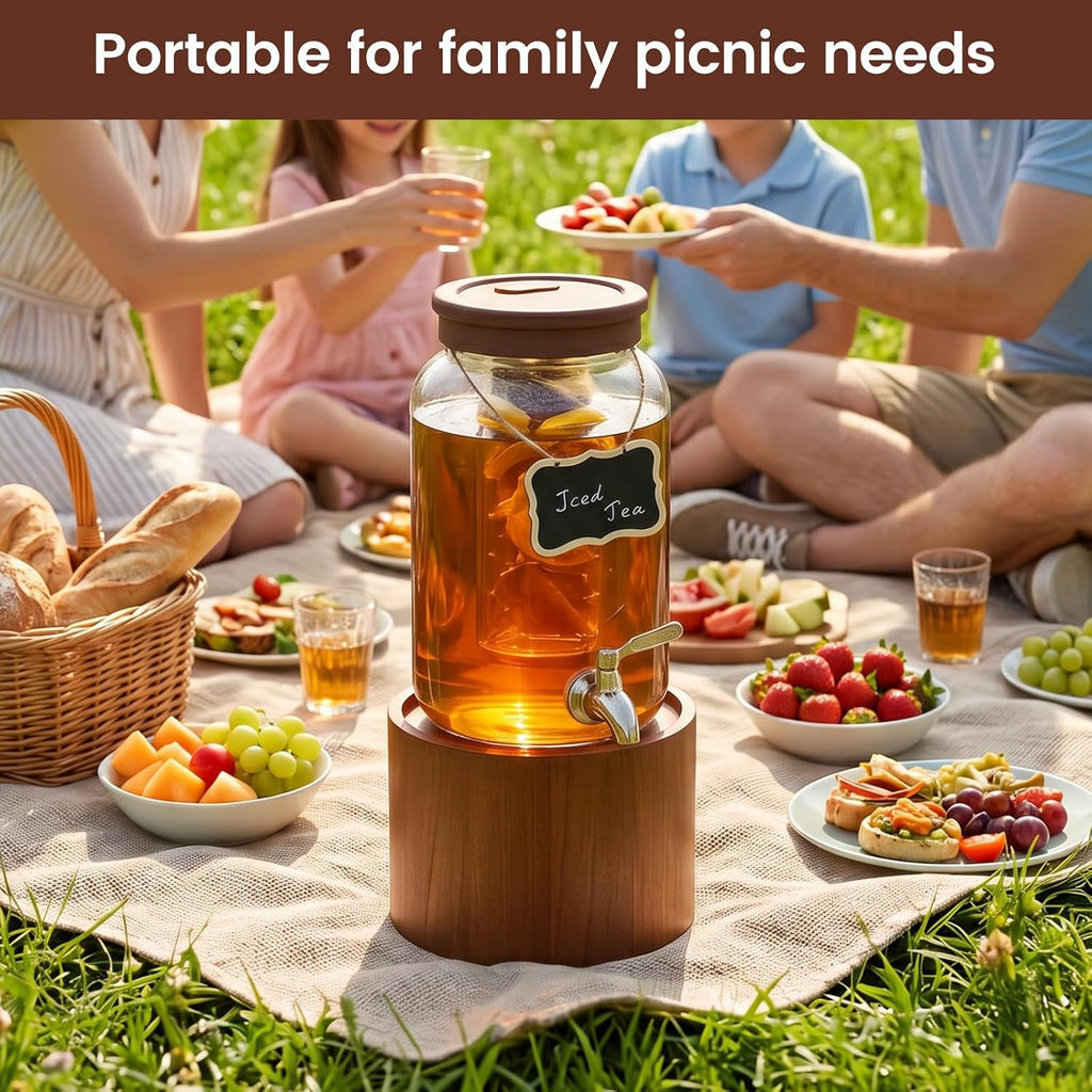 1 Gallon Glass Drink Dispenser for Parties Beverage Dispenser