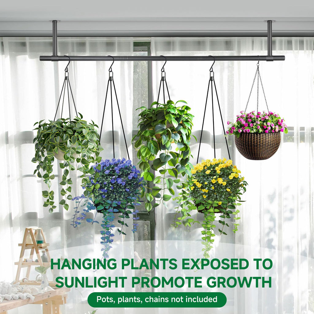2 pcs Hanging Planters Rod - Plant Hanger Indoor for Window Ceiling, Hanging Plant Shelf for Wall Planter House