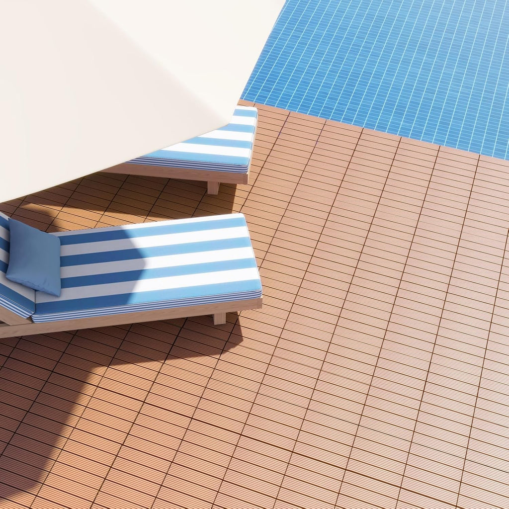 Interlocking Deck Tiles 18 Pack - 18 sq.ft Composite Outdoor Flooring Covering All Weather Use, 12 x 12 in Patio