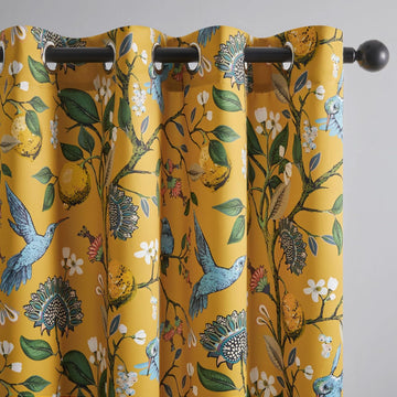 Kitchen Curtains 45 Inch Length Mustard Yellow Vintage Blackout Curtains for Cafe Kitchen, Short Grommet Luxury