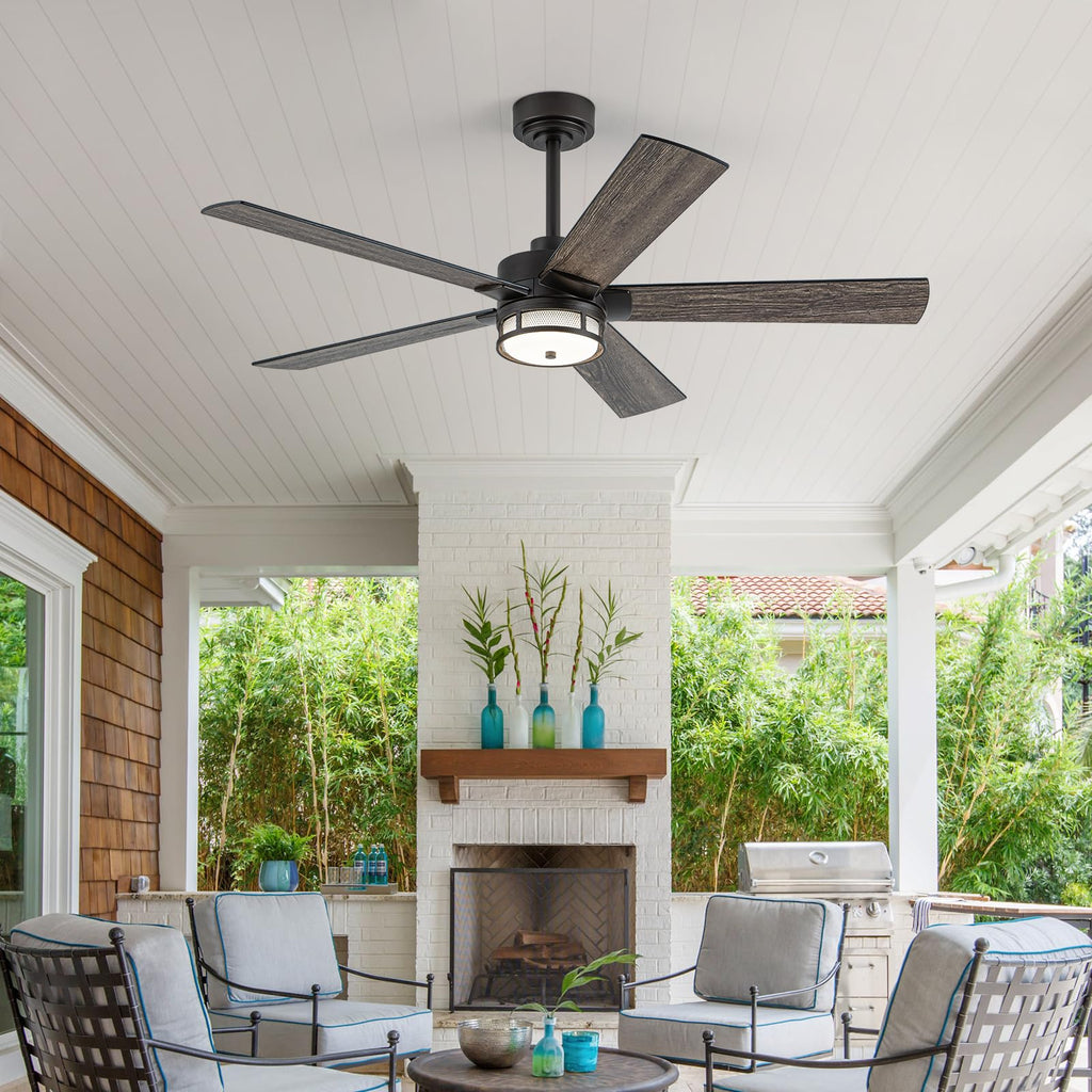 52 Inch Outdoor Waterproof Ceiling Fan with Light
