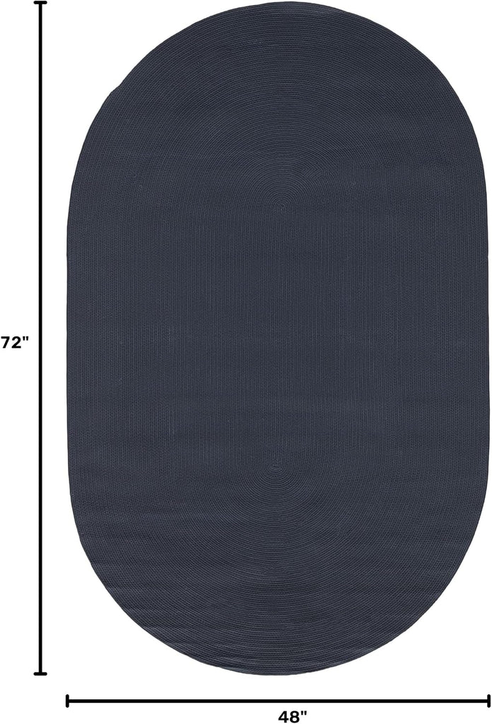 Braided Indoor/Outdoor Washable Oval Rug 4x6, Cream BRD315C