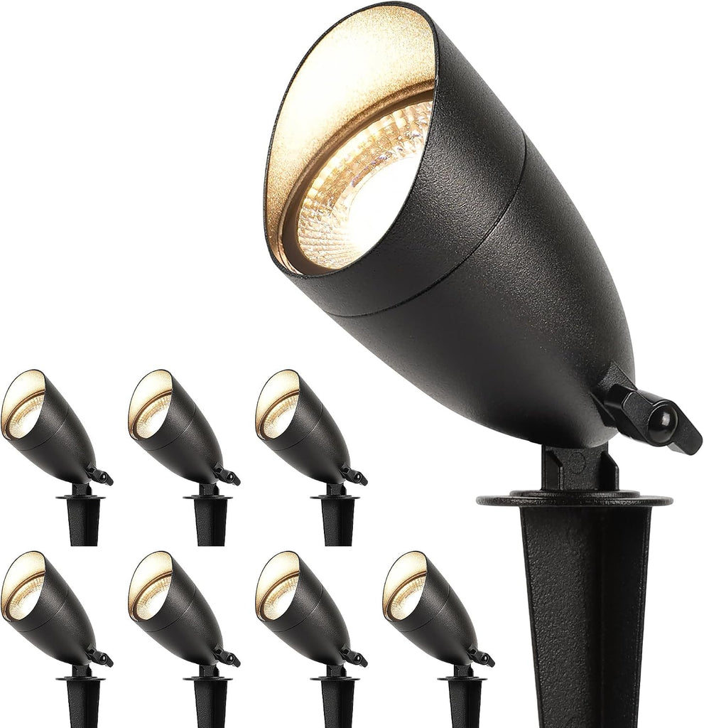 12V Low Voltage Landscape Lighting, Die-cast Aluminum Spot Lights with Connectors, IP65 Waterproof Outdoor Landscape