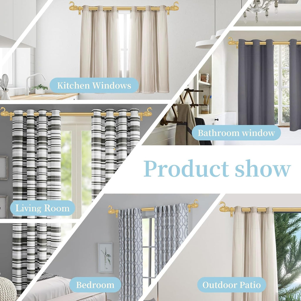 Gold Curtain Rods for Windows 48 to 84 Inch(4-7ft),1 Inch Adjustable Curtain Rod,Heavy Duty Window Rods,Decorative