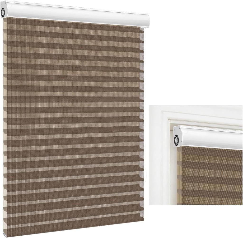 No-Drill Shangri-La Roller Shades -Blackout Blinds for Windo - Coffee