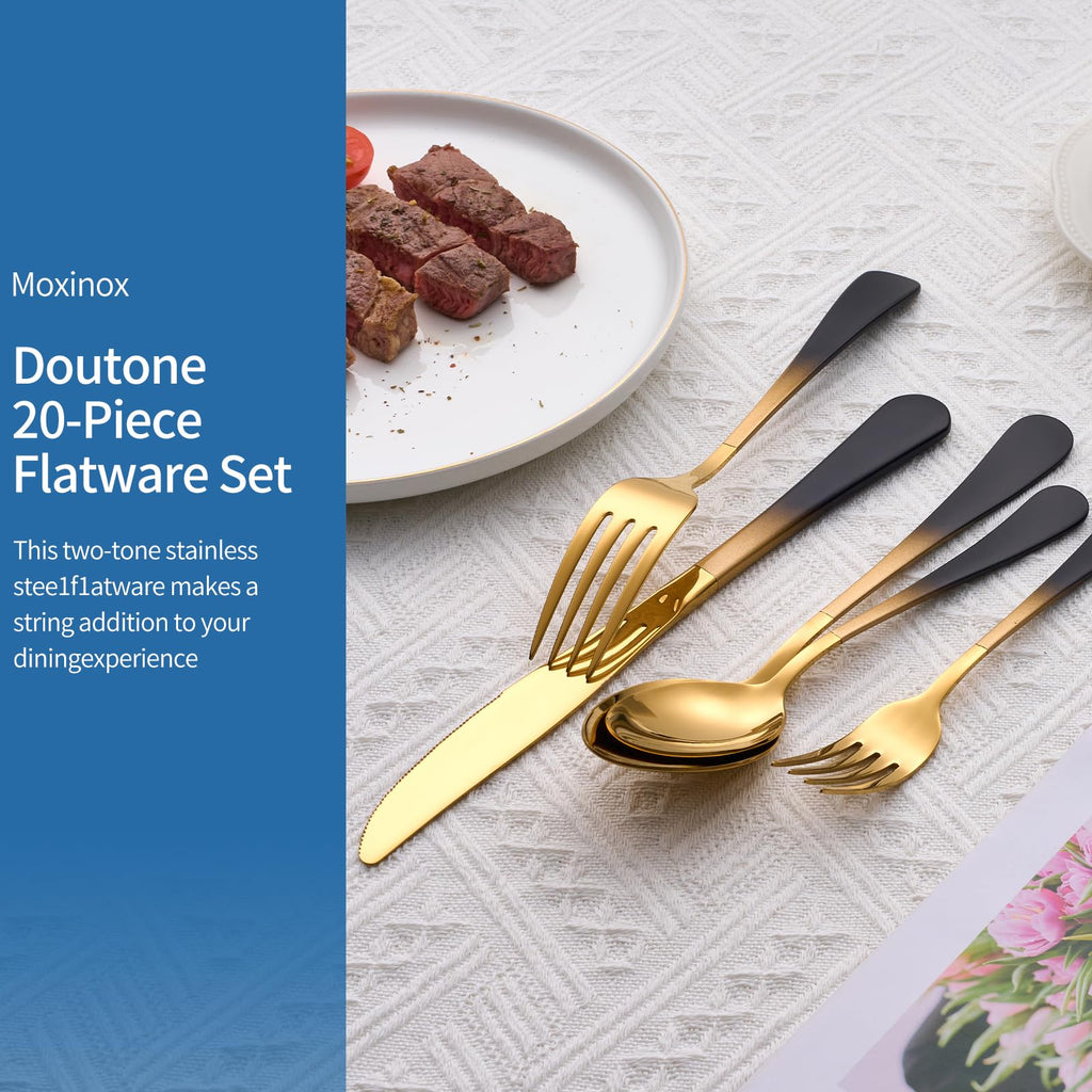 Black Gold Silverware Set, 18/0 Stainless Steel Colorful Handle Flatware Set,Service for 4,Modern Cutlery