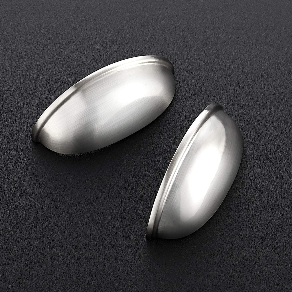 Brushed Nickel Cabinet Pulls Drawer Cup Handles 3 Inch CC, 12 Pack