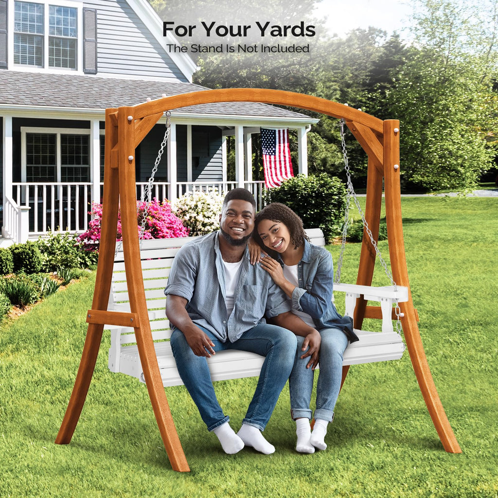 XL 4 FT Pro Wooden Porch Swing with Cup Holders, 880 LBS, White