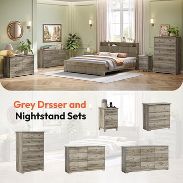 Grey Dresser 6 Drawer Gray Dresser, 45"W Rustic Grey