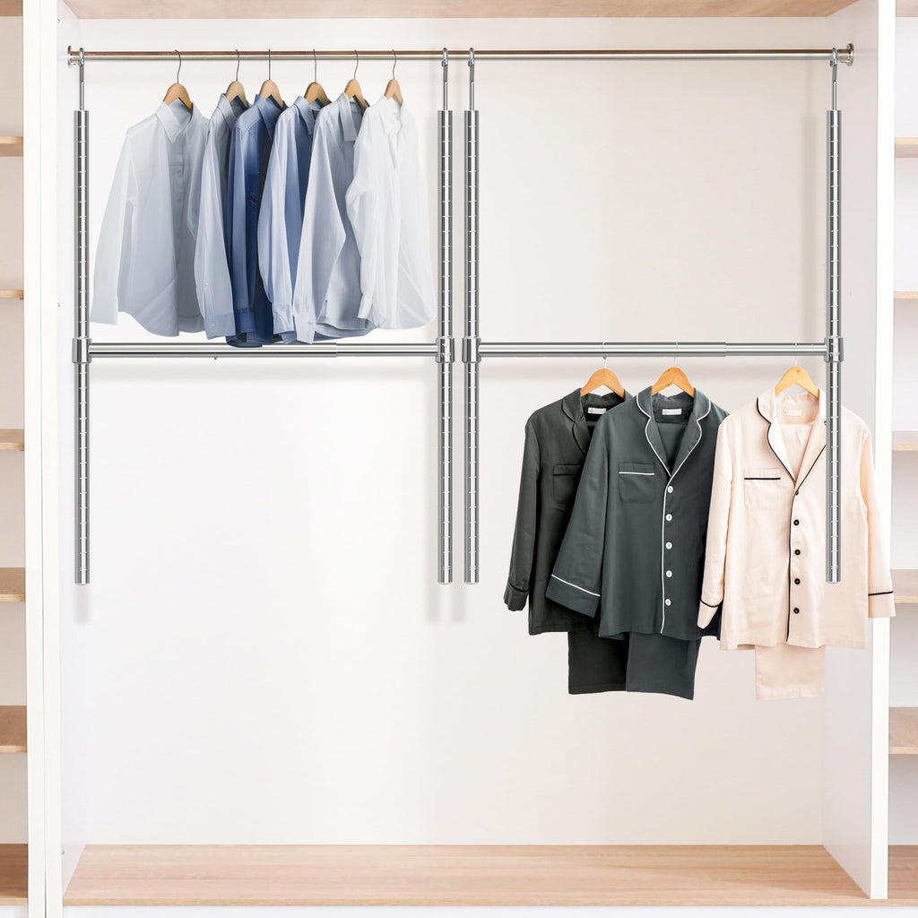 Adjustable Closet Hanging Rod, Chrome - 2 Pack