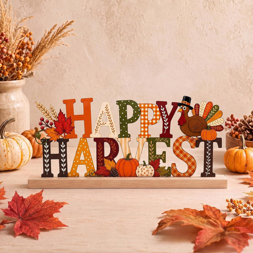 Thanksgiving Table Decor Centerpiece, Happy Harvest Table Sign