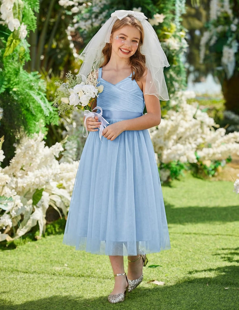 Flower Girl Dress Spaghetti Strap Tulle Long Formal Party Dresses