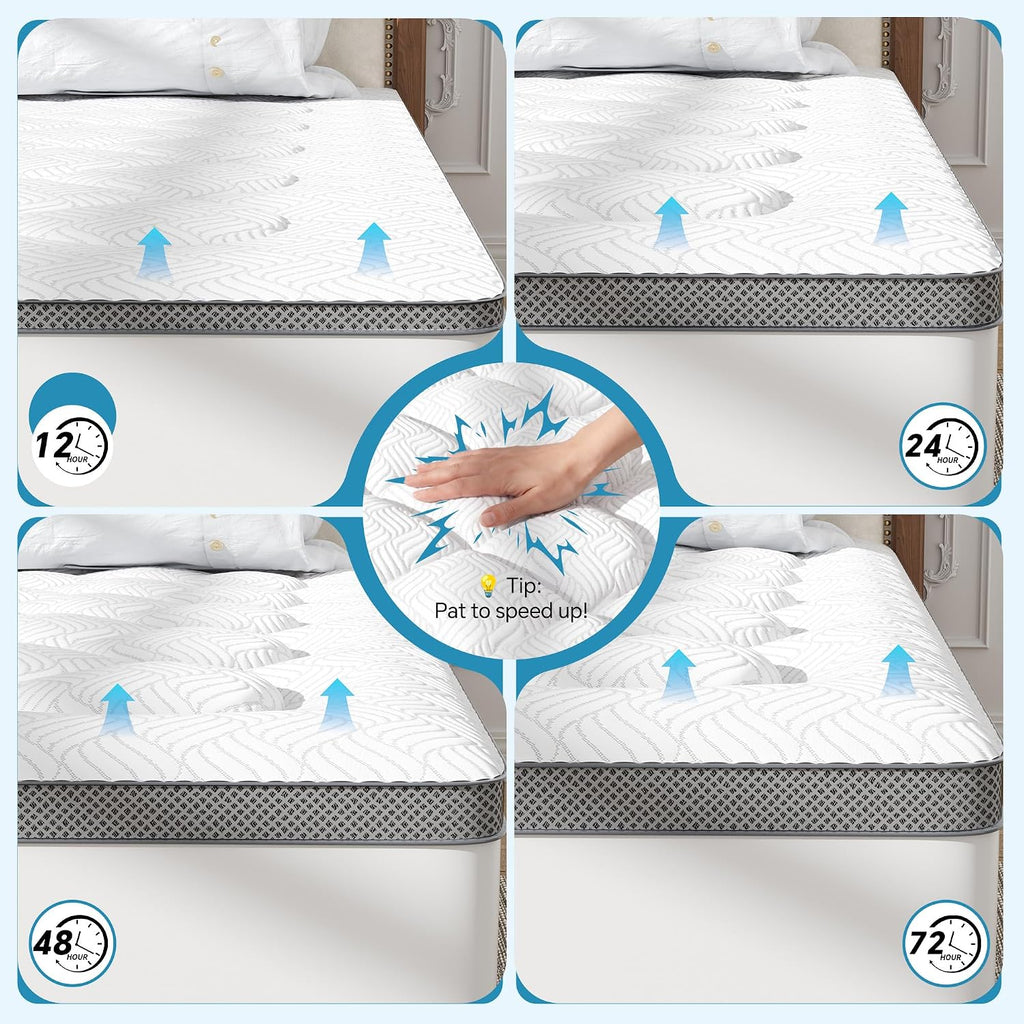 Queen Mattress Topper, Viscose Derived from Bamboo, Pillow Top | Breathable Mesh Sides, Shredded Memory Foam Blend