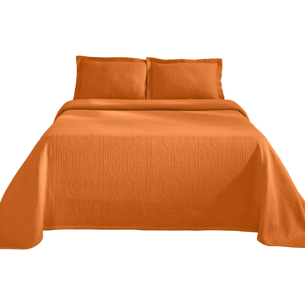 Cotton Bedspread, Jacquard Woven Matelasse Bedding, Full, Mandarin