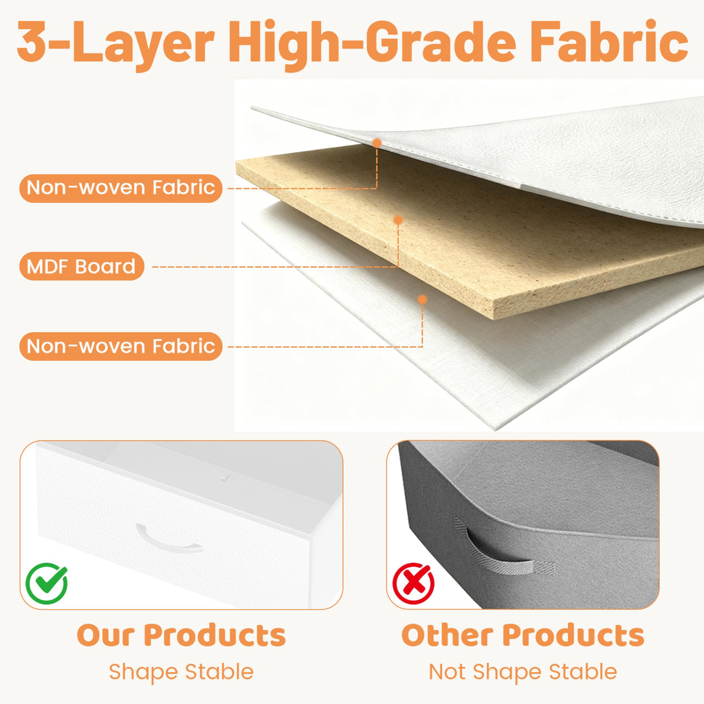 13 Drawers Fabric, 47 Inch White