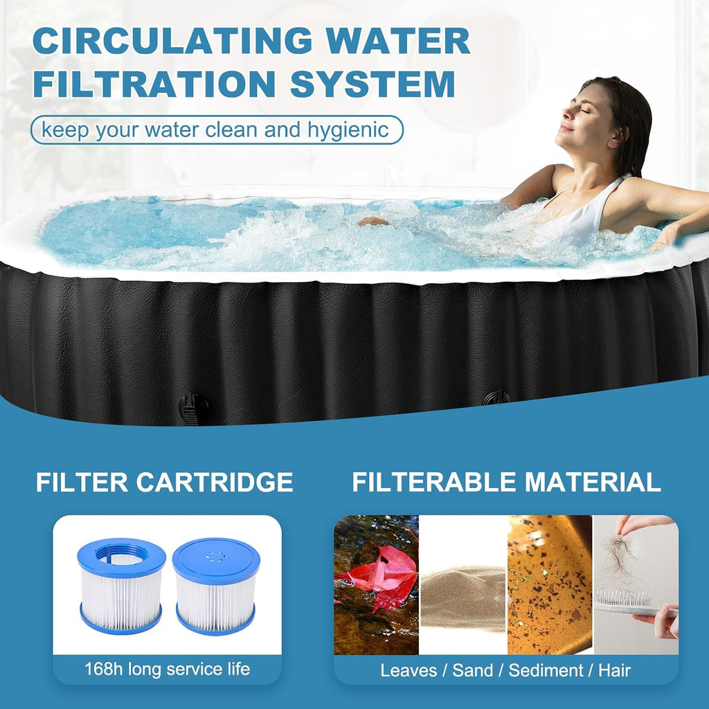 Inflatable Hot Tub, Portable Outdoor 75x47x25 Inch Spa with Air Jets | Durable PVC Blow Up Hot Tub for Backyard