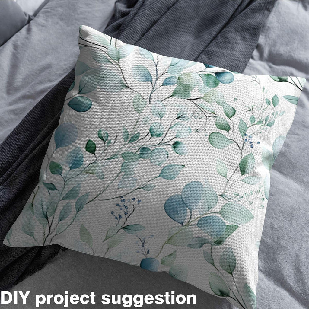 Blue Green Leaves Fabric by The Yard Watercolor Gradient Leaf Plants No Stretch Sewing Fabrics Natural Botanical