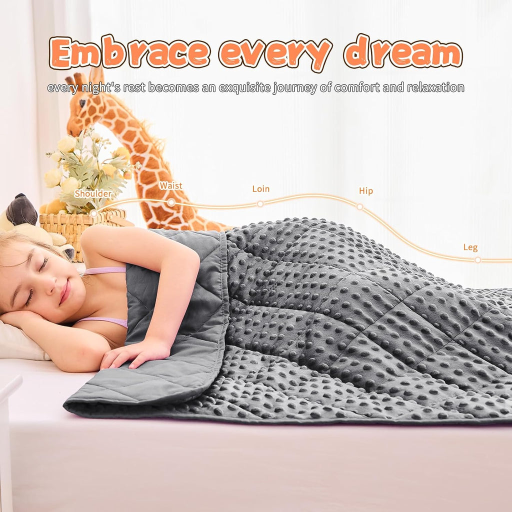 Grey Weighted Blanket 7lbs, 40"x60", Breathable Cooling Minky Heavy Throw Blanket for 60-90lbs, Soft Winter Thick Big