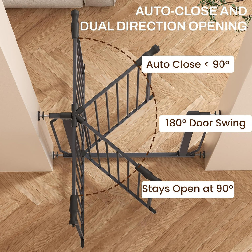 Baby Gate for Stairs Doorways, 29.1-33.8" Extra Wide 36" Tall Dog Gate with Auto-Close, Pressure Mounted Walk Through